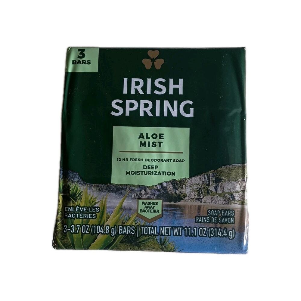 Irish Spring Bath Bar Aloe Mist 3 Soap Bars 3.7oz each New Sealed